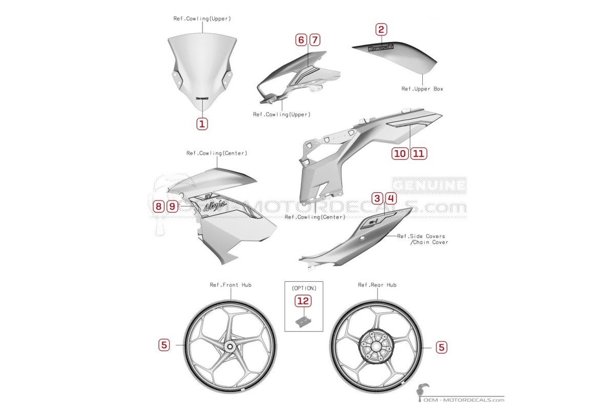 Stickers voor Kawasaki NINJA E-1 2025 • Kawasaki OEM Stickers