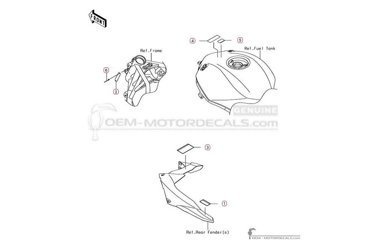 Pegatinas para Etiquetas de precaución • Kawasaki Pegatinas OEM