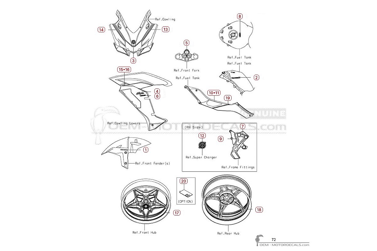 Pegatinas para Kawasaki NINJA H2 | ZX1000 SX SE 2019 • Kawasaki Pegatinas OEM