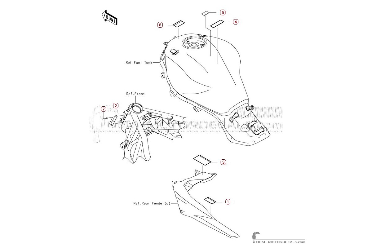 Pegatinas para Etiquetas de precaución • Kawasaki Pegatinas OEM