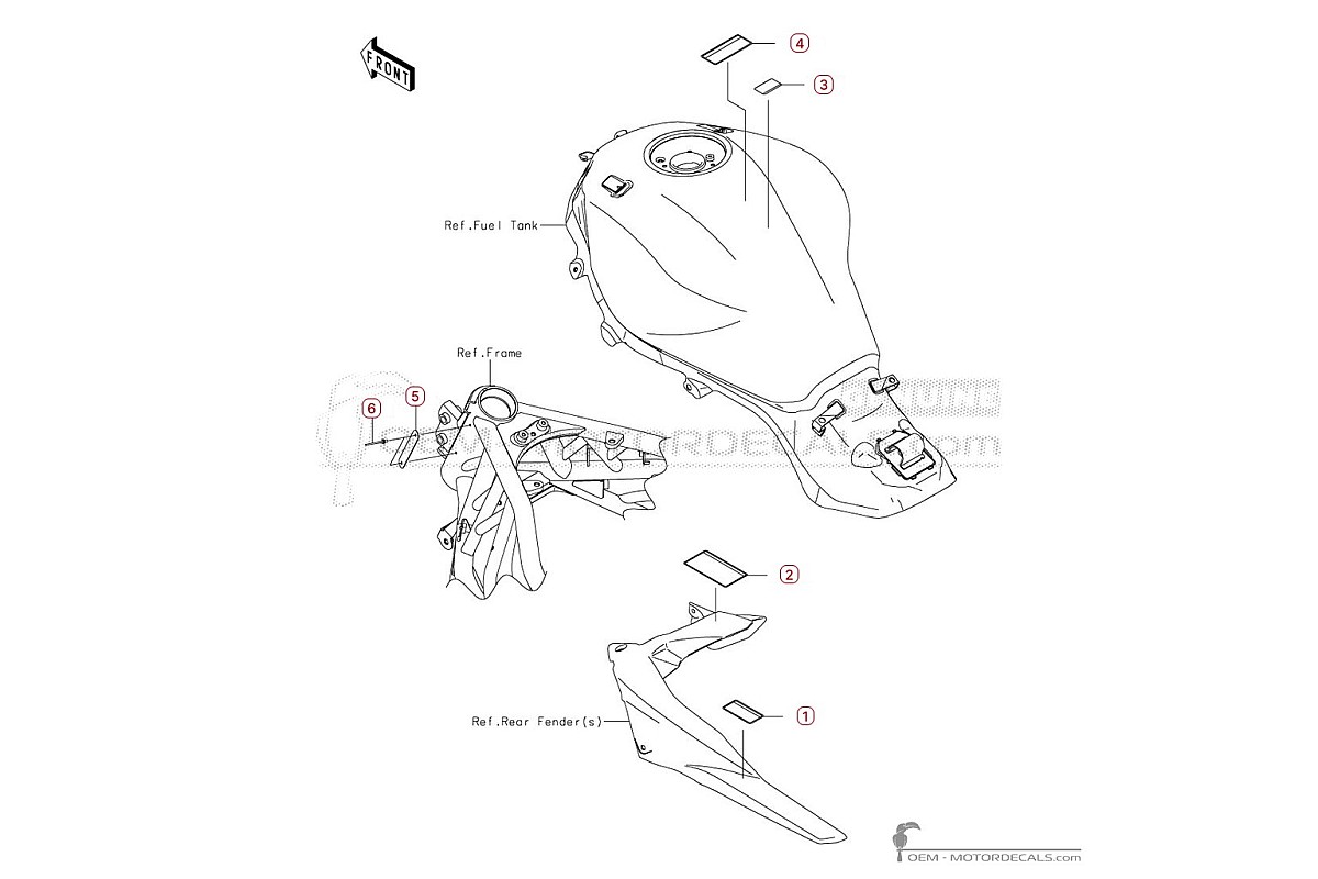 Pegatinas para Etiquetas de precaución • Kawasaki Pegatinas OEM