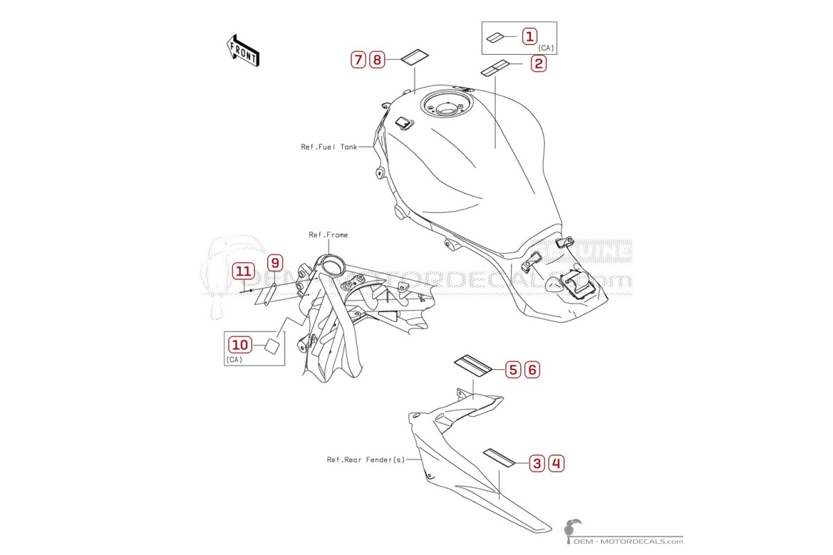 Pegatinas para Etiquetas de precaución • Kawasaki Pegatinas OEM