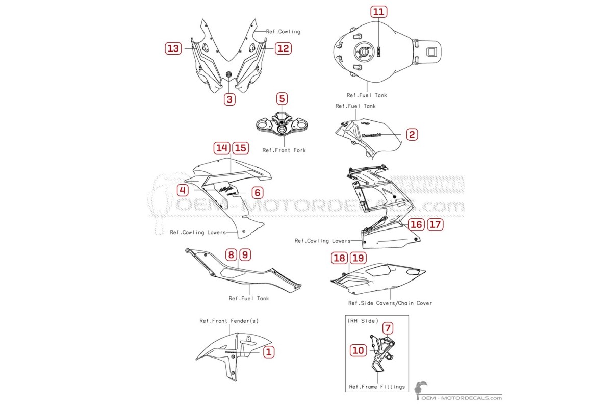 Adesivi per Kawasaki NINJA H2 | ZX1000 SX SE 2026 • Kawasaki Adesivi OEM