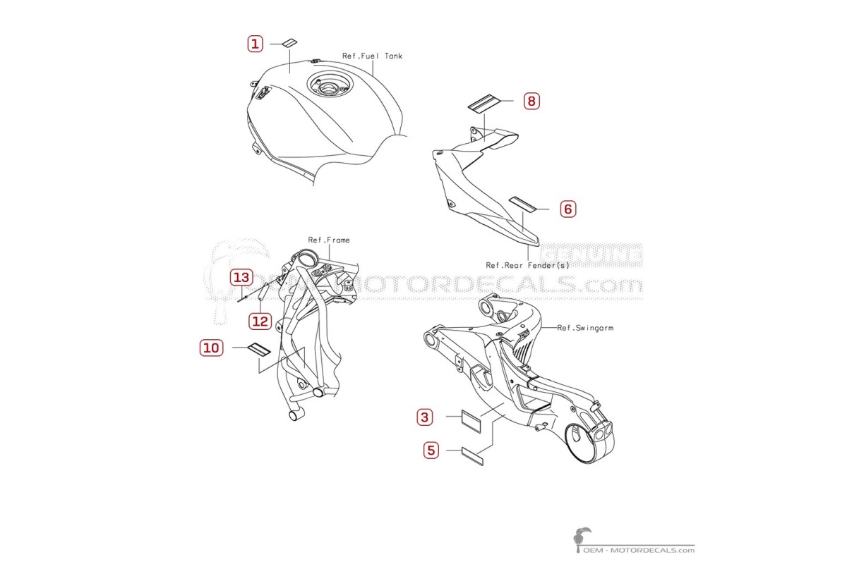 Pegatinas para Etiquetas de precaución • Kawasaki Pegatinas OEM