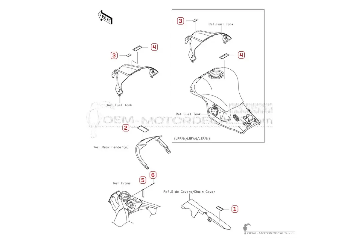 Caution labels for NINJA ZX-10R 2025 • Kawasaki OEM Decals