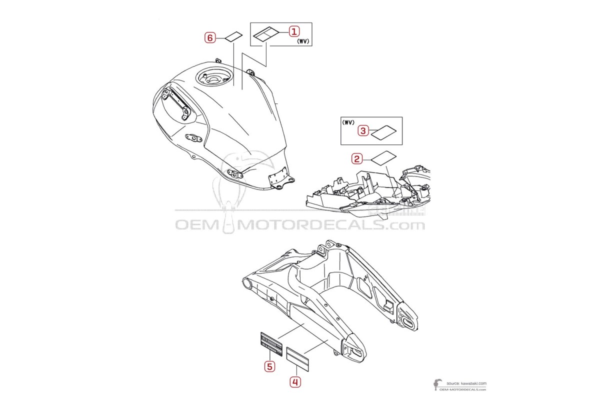 Stickers voor Kawasaki KLE650 VERSYS - Voorzichtigheid labels • Kawasaki OEM Stickers