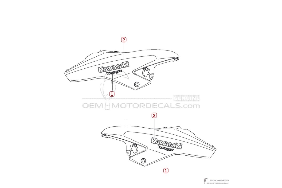 Decals for Kawasaki KLE650 VERSYS 2014 - Black • Kawasaki OEM Decals