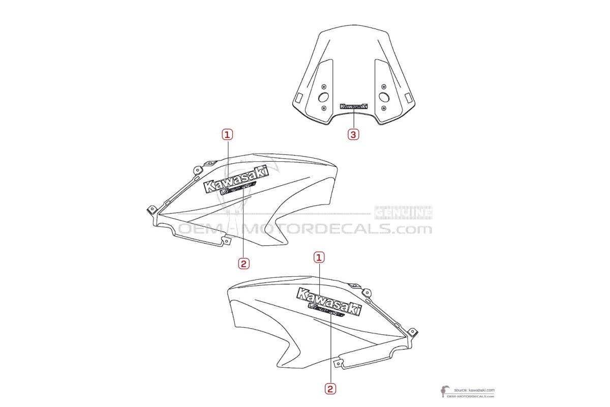 Stickers voor Kawasaki KLE650 VERSYS 2015 - Geel • Kawasaki OEM Stickers