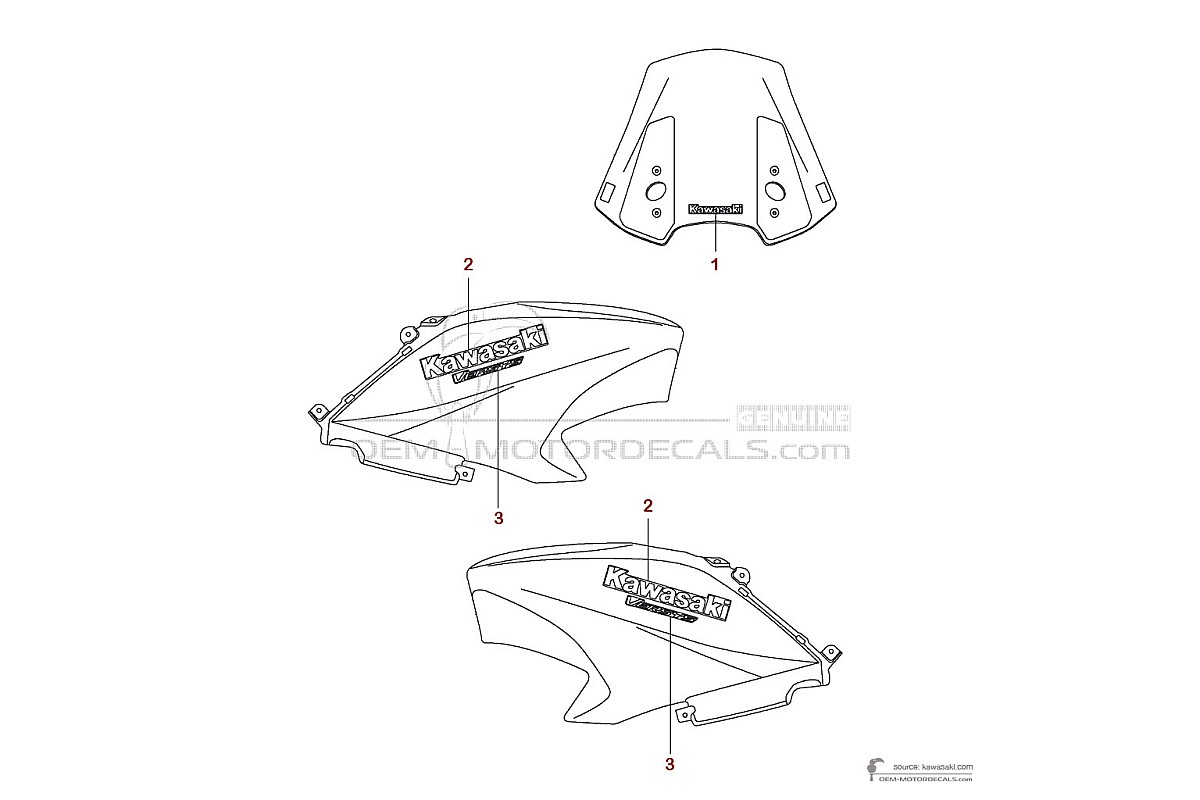 Autocollants pour Kawasaki KLE650 VERSYS 2016 - Gris • Kawasaki Autocollants OEM