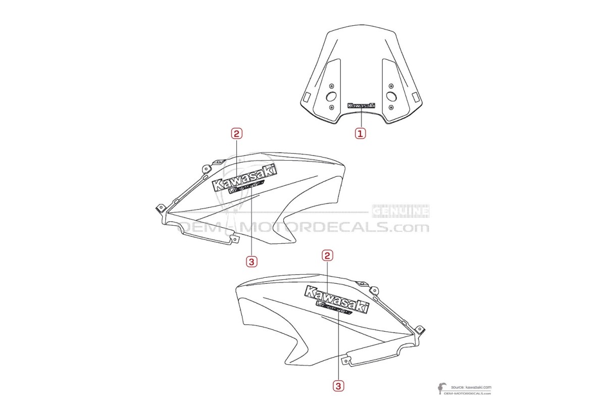 Pegatinas para Kawasaki KLE650 VERSYS 2016 - Gris • Kawasaki Pegatinas OEM