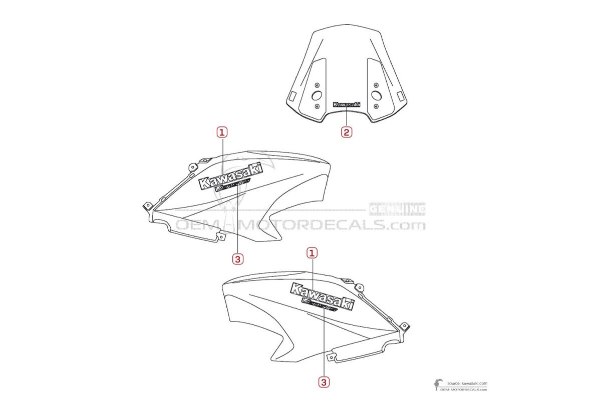 Stickers voor Kawasaki KLE650 VERSYS 2016 - Wit • Kawasaki OEM Stickers