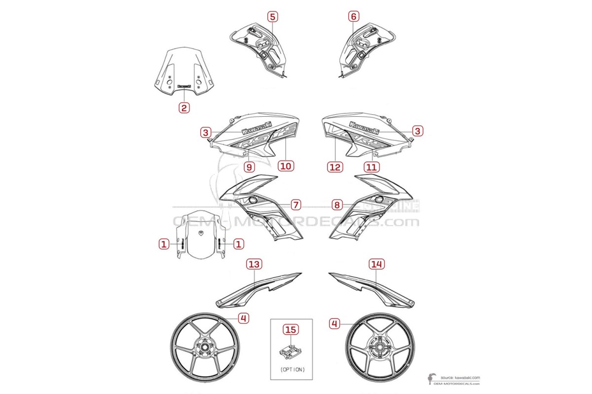 Stickers voor Kawasaki KLE650 VERSYS 2019 - Grijs • Kawasaki OEM Stickers