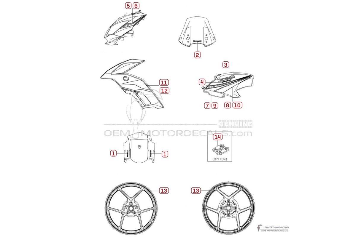 Stickers voor Kawasaki KLE650 VERSYS 2020 - Wit • Kawasaki OEM Stickers