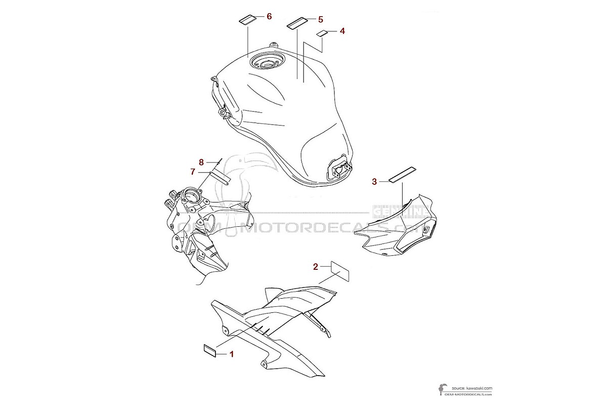 Aufkleber für Kawasaki VERSYS 1100 2025 - Vorsichtsetiketten • Kawasaki OEM-Aufkleber