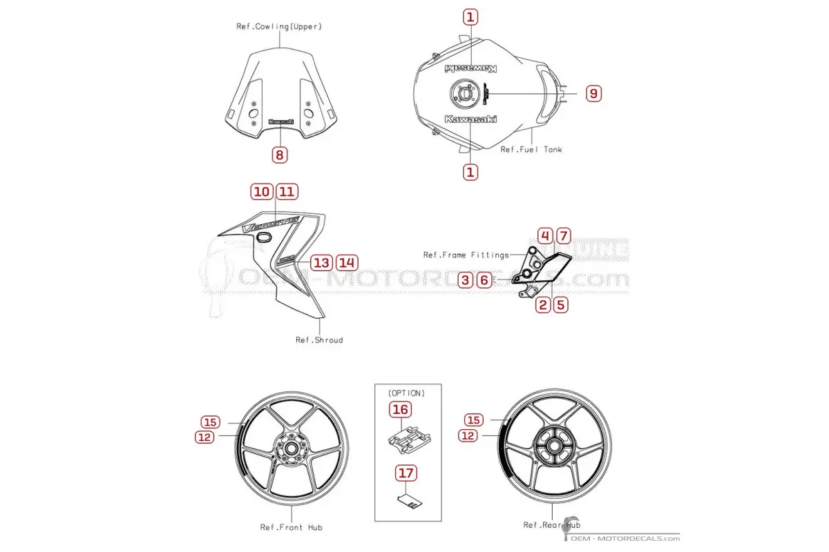Autocollants pour Kawasaki VERSYS 1100 2026 • Kawasaki Autocollants OEM