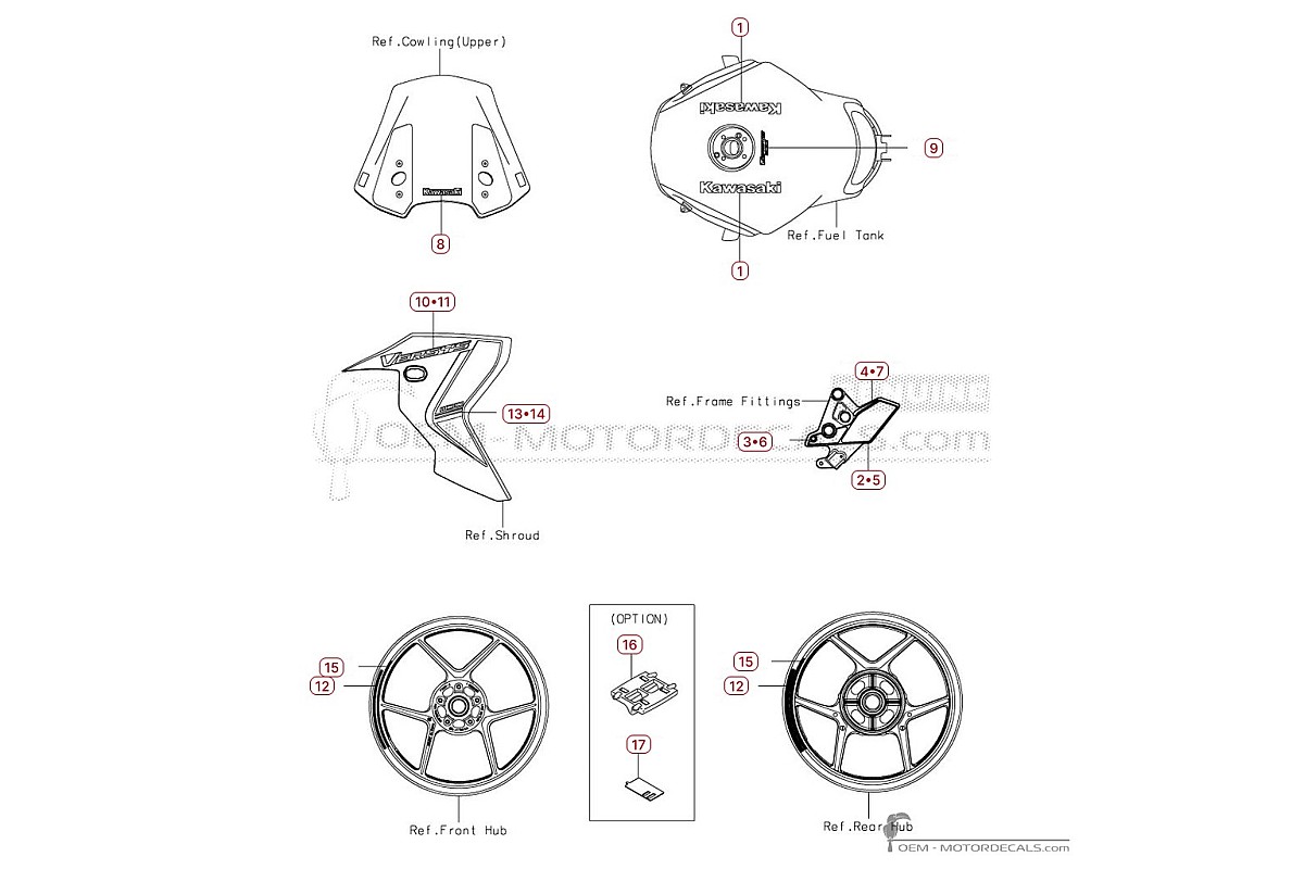 Pegatinas para Kawasaki VERSYS 1100 2026 • Kawasaki Pegatinas OEM