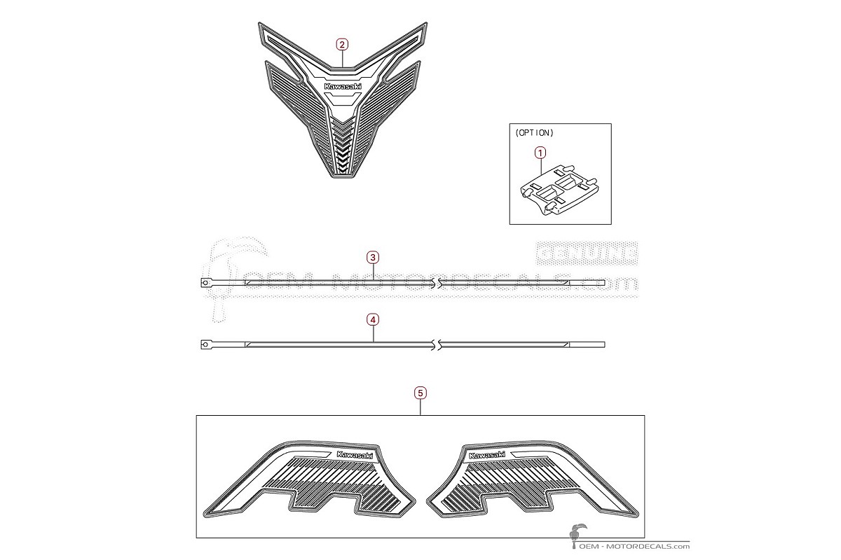 Pegatinas para Pegatinas opcionales • Kawasaki Pegatinas OEM