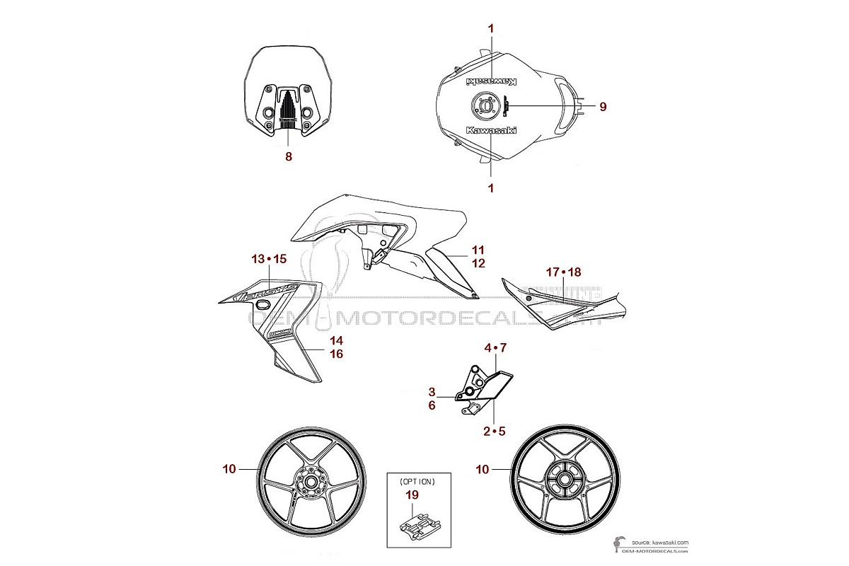 Stickers voor Kawasaki VERSYS 1100S 2025 - Zwart • Kawasaki OEM Stickers