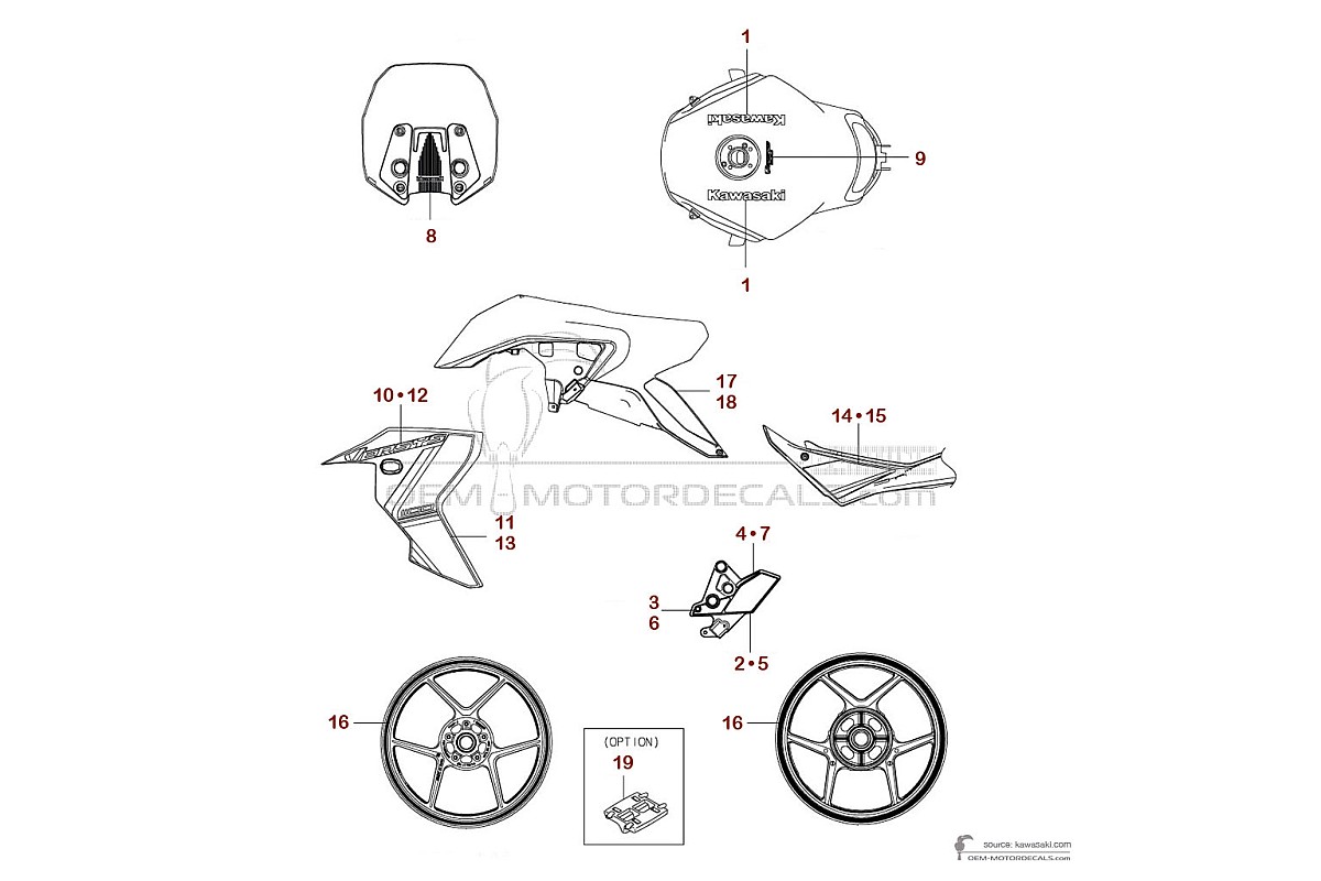 Decals for Kawasaki VERSYS 1100S 2025 - White • Kawasaki OEM Decals