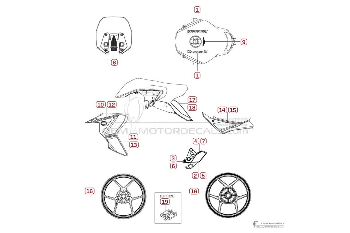 Stickers voor Kawasaki VERSYS 1100SE 2025 - Wit • Kawasaki OEM Stickers