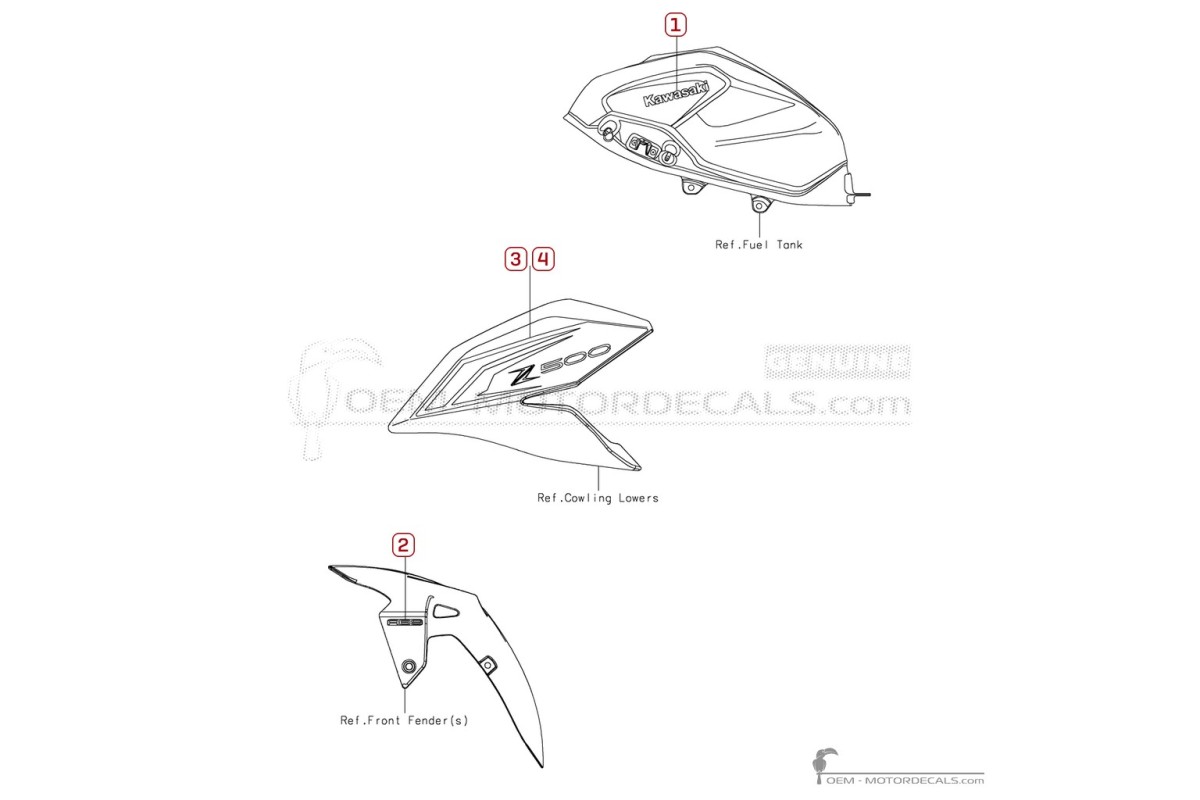 Naklejki do Kawasaki Z500 | ER500 2026 • Kawasaki Naklejki OEM