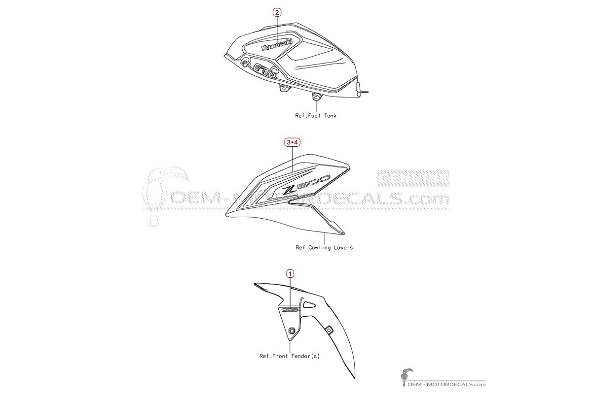 Naklejki do Kawasaki Z500 | ER500 SE 2026 • Kawasaki Naklejki OEM