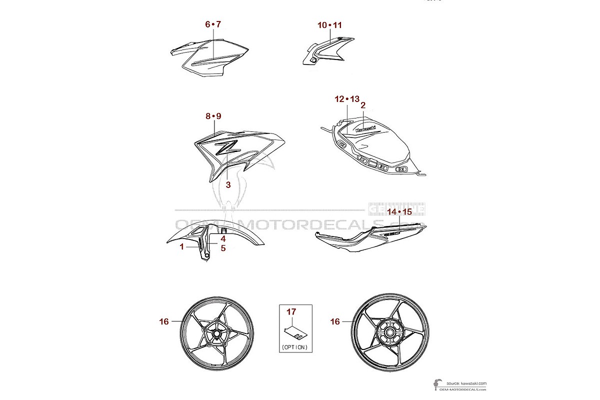 Naklejki do Kawasaki Z650 | ER650 2025 - Czarno Zielony • Kawasaki Naklejki OEM