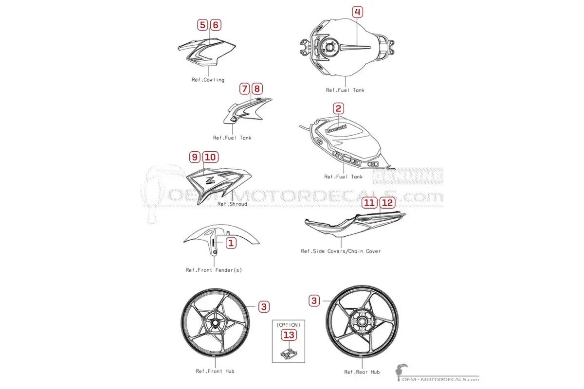 Decals for Kawasaki Z650 | ER650 2022 • Kawasaki OEM Decals