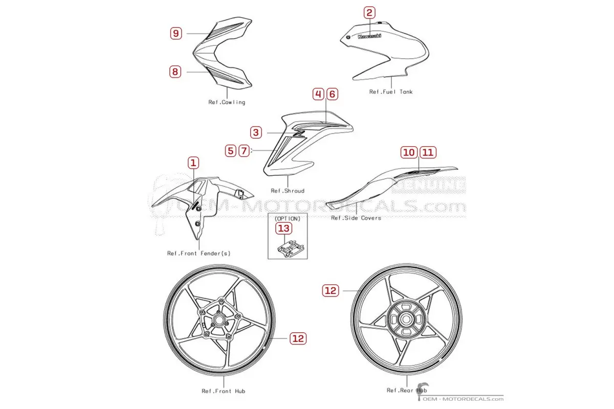 Decals for Kawasaki Z900 | ZR900 2017 • Kawasaki OEM Decals