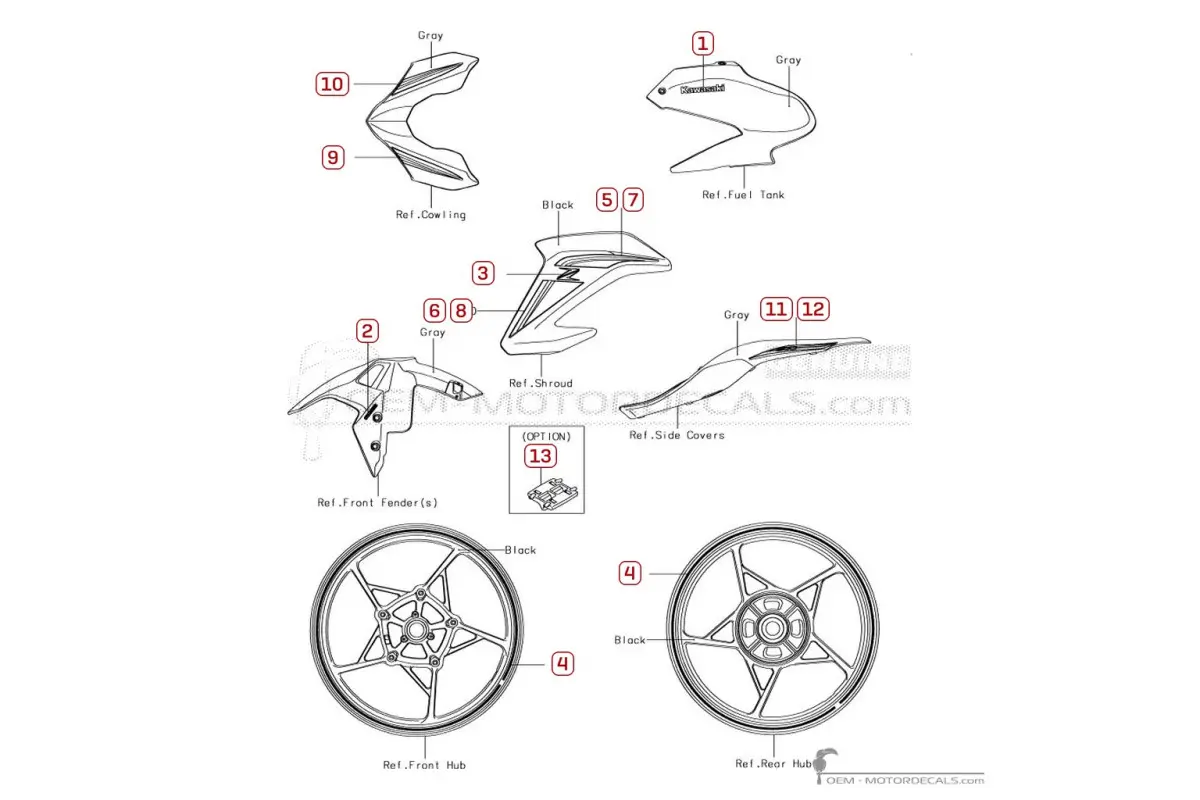 Decals for Kawasaki Z900 | ZR900 2017 • Kawasaki OEM Decals