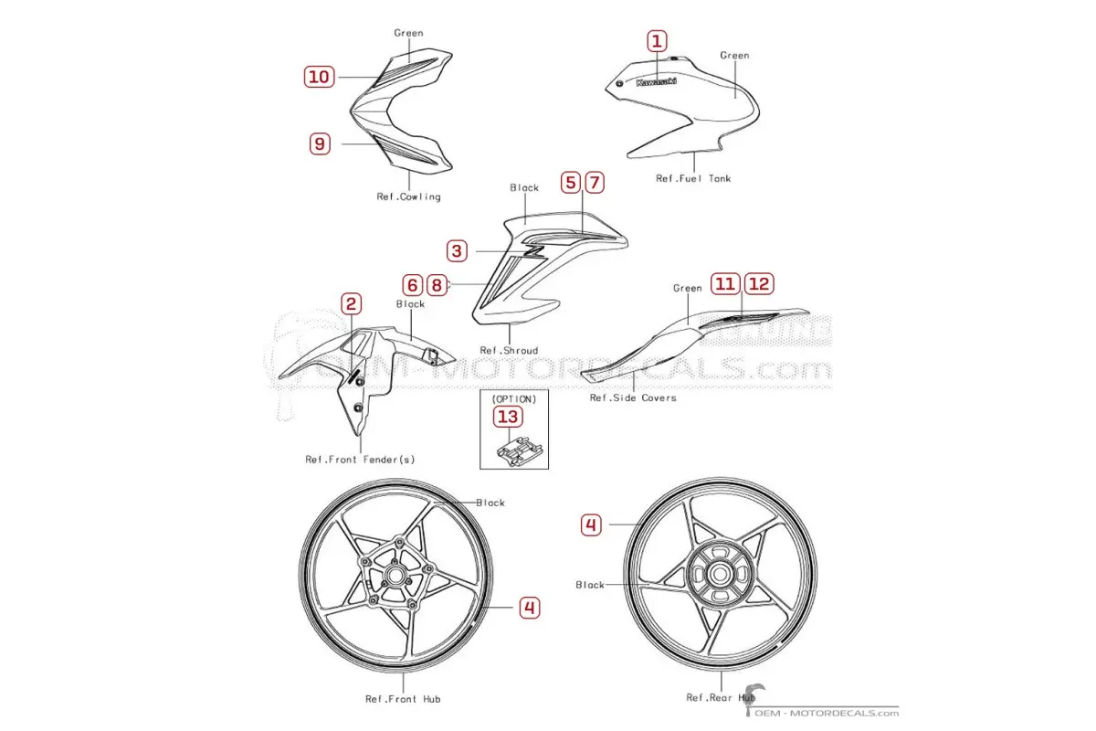 Decals for Kawasaki Z900 | ZR900 2018 • Kawasaki OEM Decals