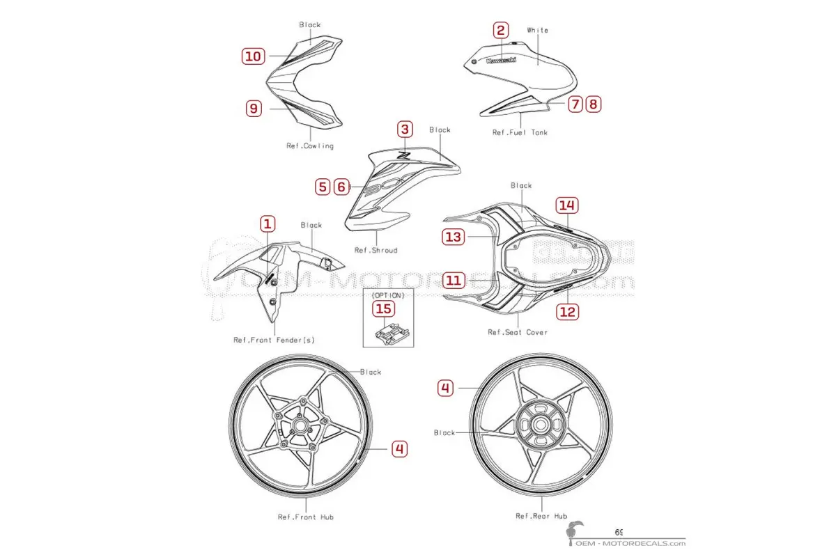Decals for Kawasaki Z900 | ZR900 2019 • Kawasaki OEM Decals
