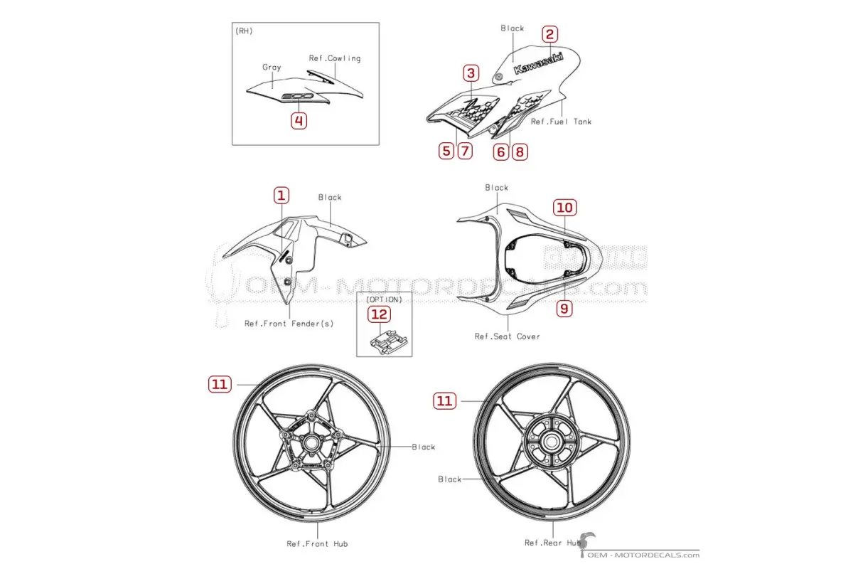 Decals for Kawasaki Z900 | ZR900 2020 • Kawasaki OEM Decals