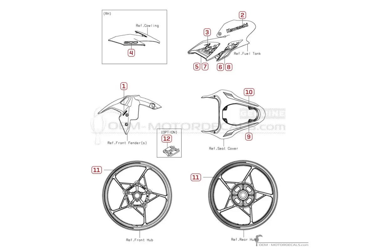 Decals for Kawasaki Z900 | ZR900 2021 • Kawasaki OEM Decals