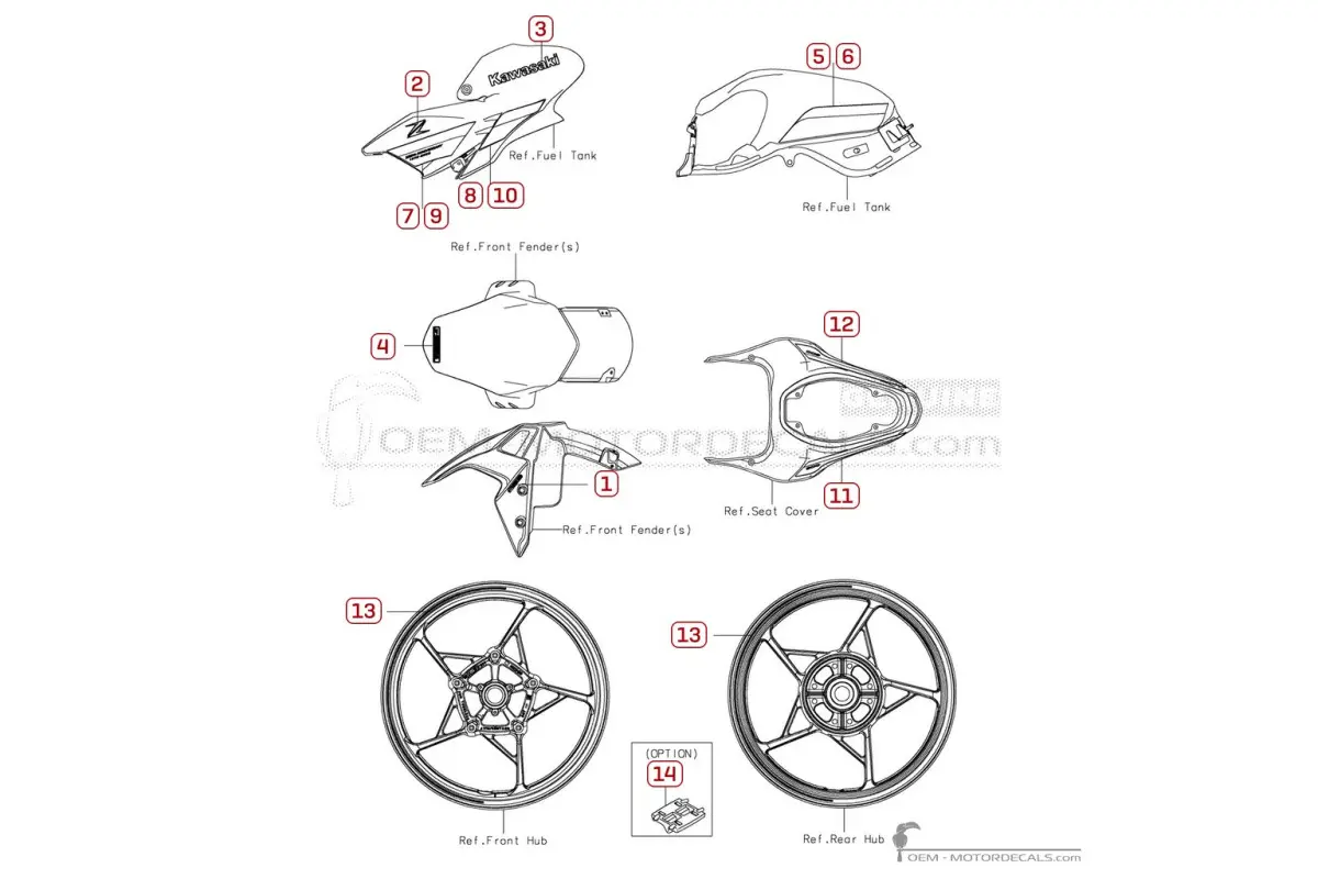 Autocollants pour Kawasaki Z900 | ZR900 50th Anniversary 2022 • Kawasaki Autocollants OEM