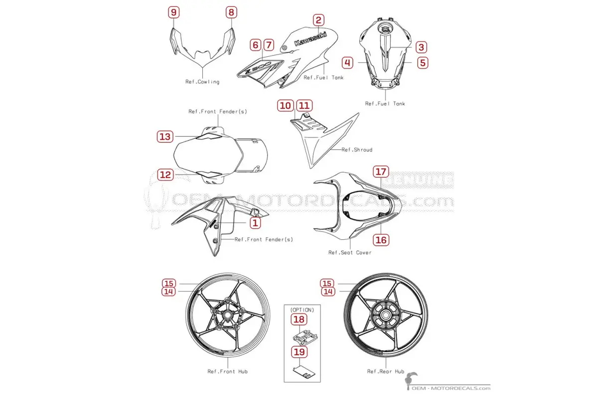 Decals for Kawasaki Z900 | ZR900 2023 • Kawasaki OEM Decals