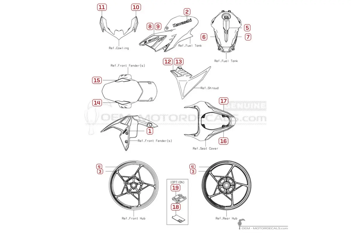 Decals for Kawasaki Z900 | ZR900 2024 • Kawasaki OEM Decals