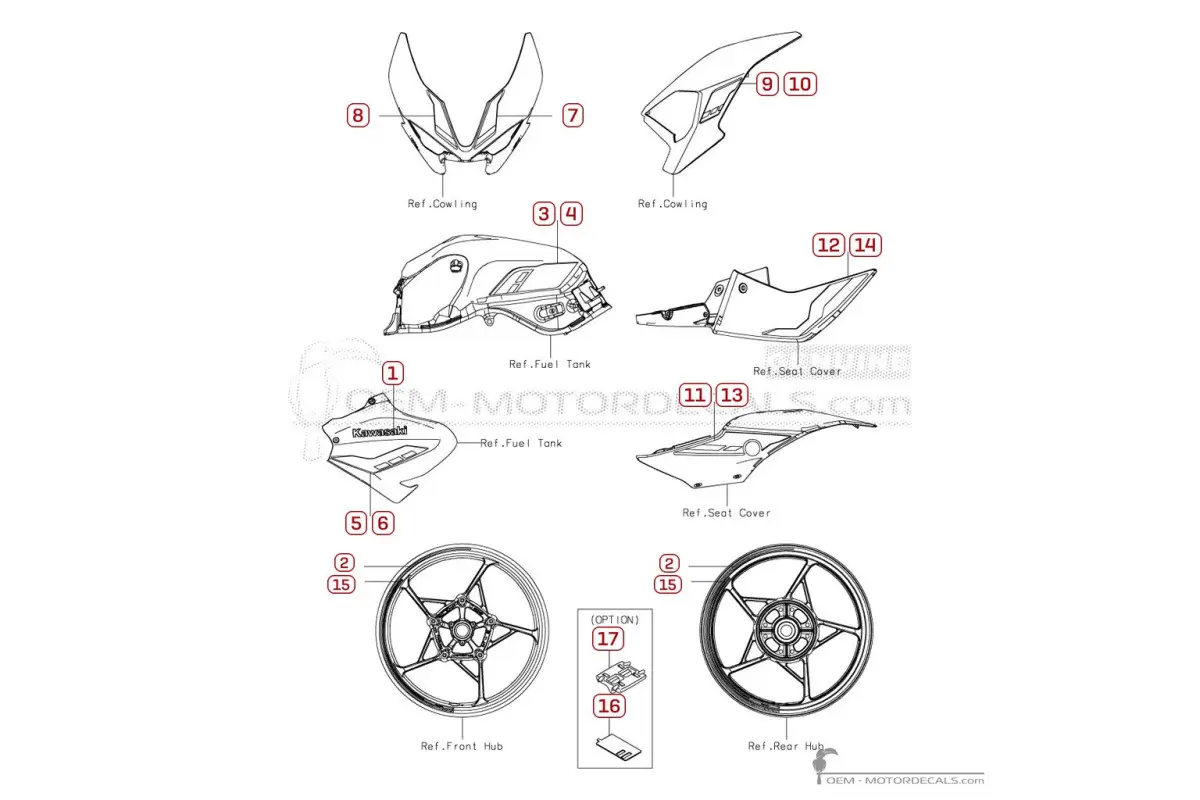 Decals for Kawasaki Z900 | ZR900 2025 • Kawasaki OEM Decals