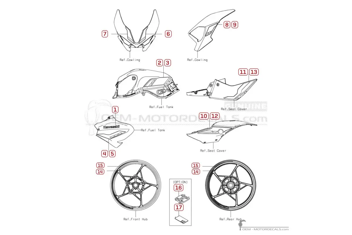 Decals for Kawasaki Z900 | ZR900 2025 • Kawasaki OEM Decals