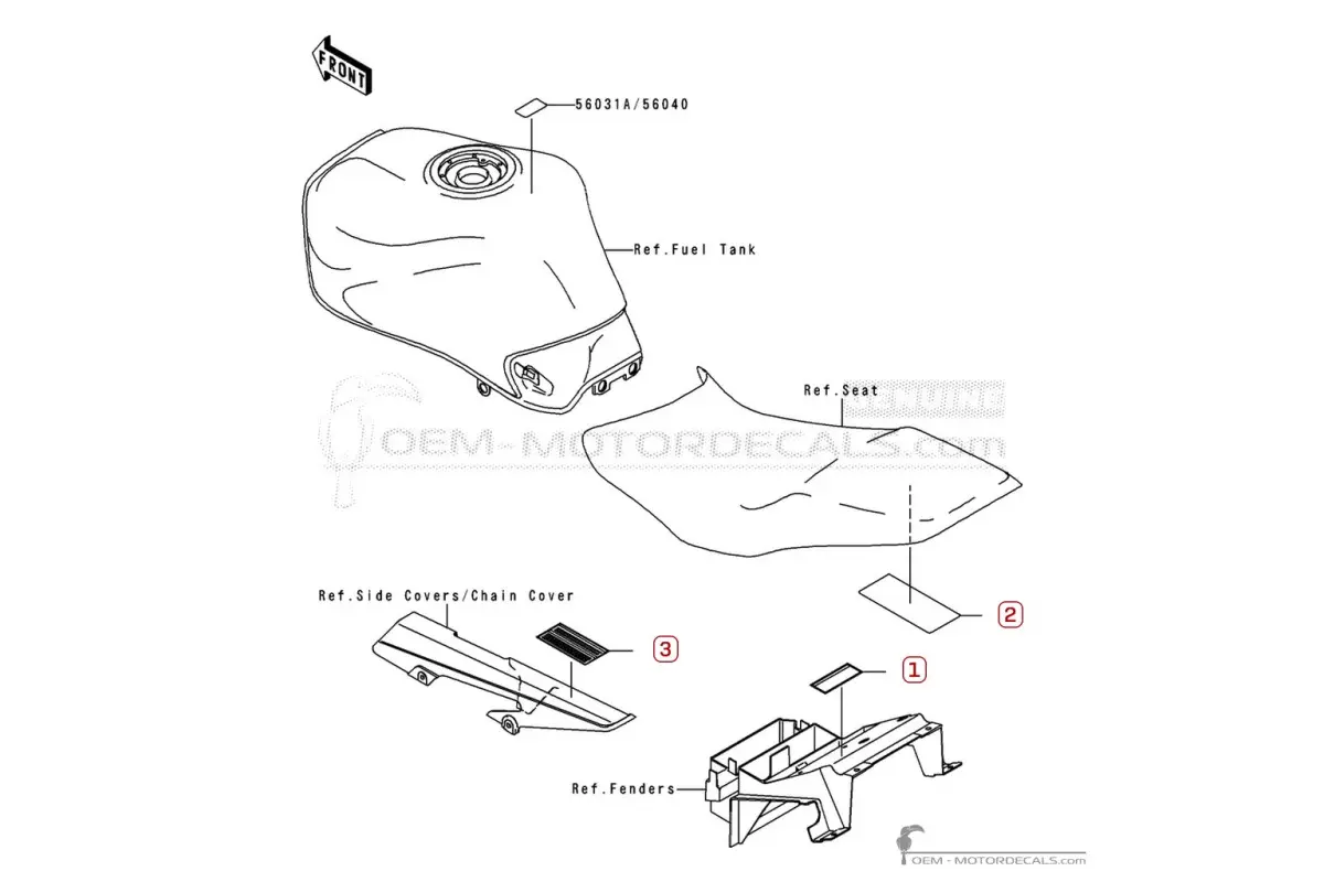 Naklejki ostrzegawcze dla ZR-7 | ZR750 1999 • Kawasaki Naklejki OEM