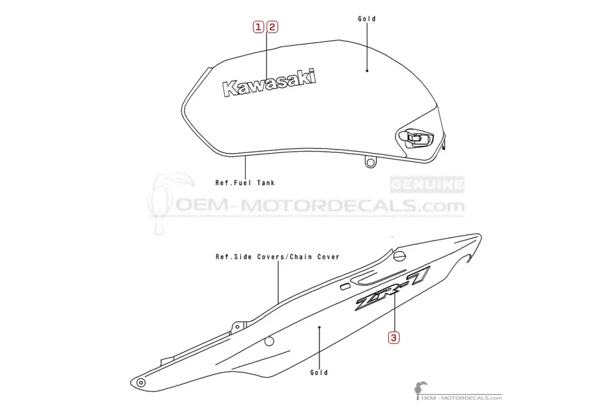 Adesivi per Kawasaki ZR-7 | ZR750 1999 • Kawasaki Adesivi OEM