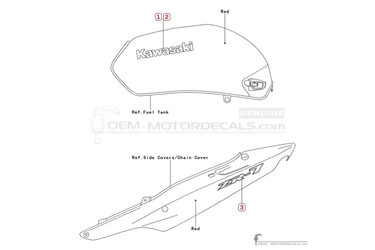 Pegatinas para Kawasaki ZR-7 | ZR750 2001 • Kawasaki Pegatinas OEM