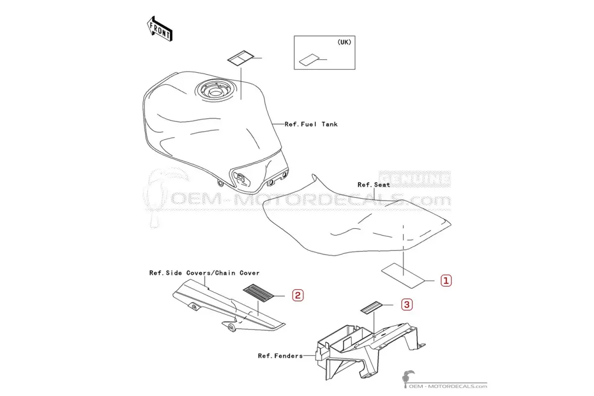 Warnhinweise für ZR-7 | ZR750 2001 • Kawasaki OEM-Aufkleber