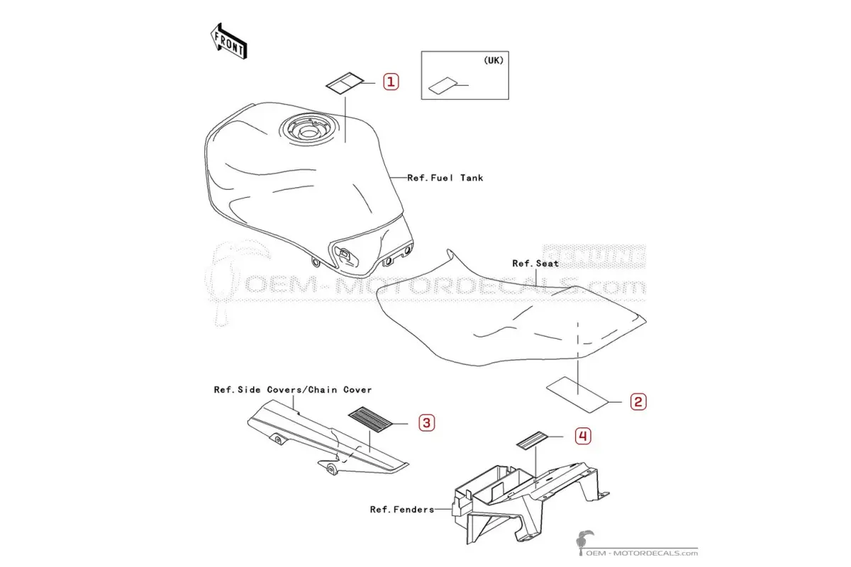 Warnhinweise für ZR-7 | ZR750 2003 • Kawasaki OEM-Aufkleber