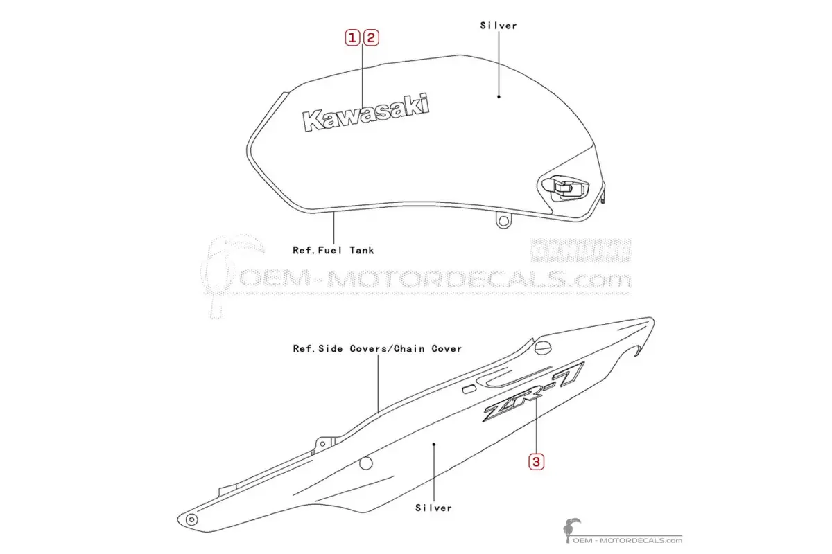 Naklejki do Kawasaki ZR-7 | ZR750 2003 • Kawasaki Naklejki OEM