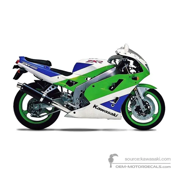 Kawasaki ZXR400 | ZX400 1991 - Verde - Metallic Blue Gitanes / Pearl Alpine White / Lime Green