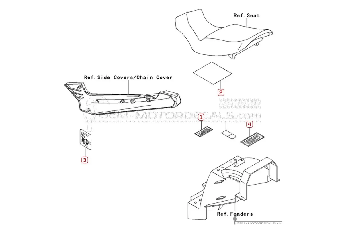 Caution labels for ZZ-R250 | EX250 1992 • Kawasaki OEM Decals