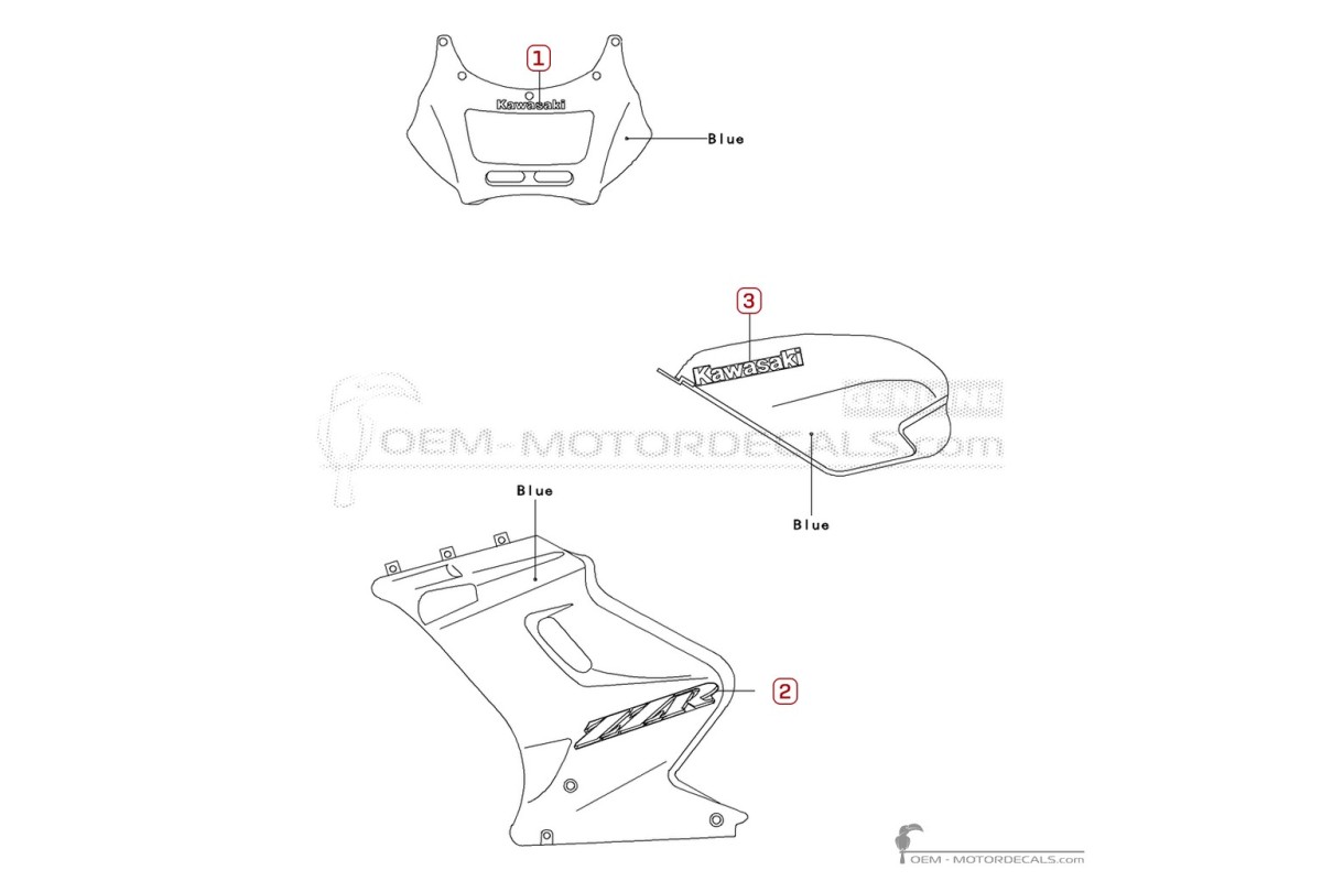 Autocollants pour Kawasaki ZZ-R250 | EX250 2003 • Kawasaki Autocollants OEM