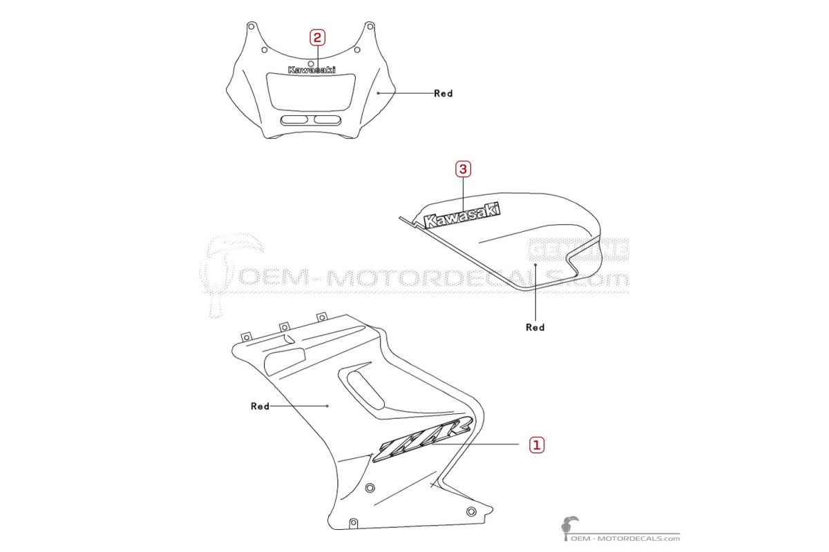 Autocollants pour Kawasaki ZZ-R250 | EX250 2004 • Kawasaki Autocollants OEM