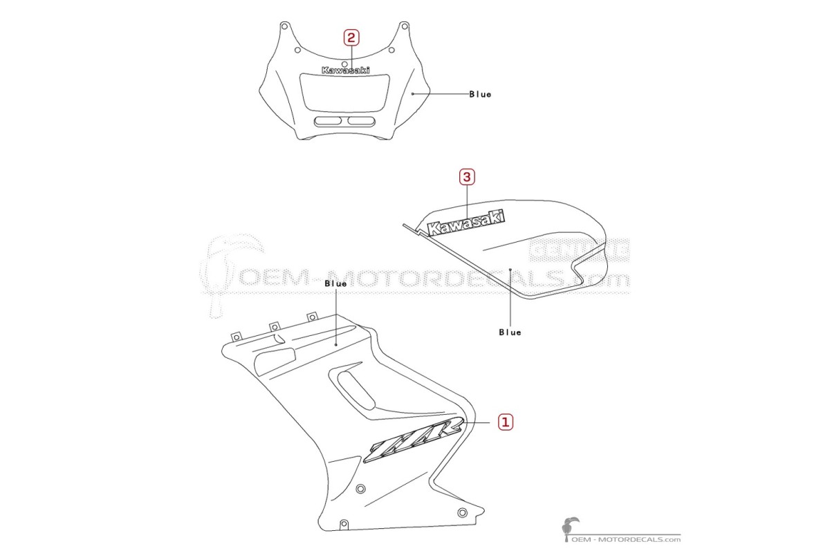 Autocollants pour Kawasaki ZZ-R250 | EX250 2006 • Kawasaki Autocollants OEM